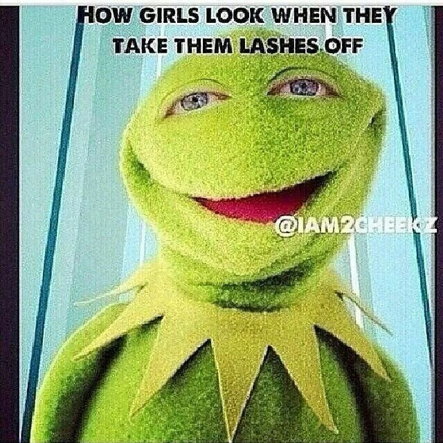 Kermit "How Girls Look When They Take Them Lashes Off" meme