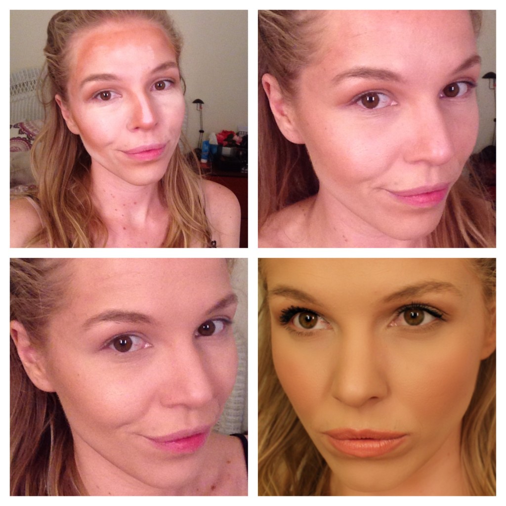 1. Morphe Cream Contour Palette mapped out 2. Contour blended in 3. Foundation blended on top 4. Full face