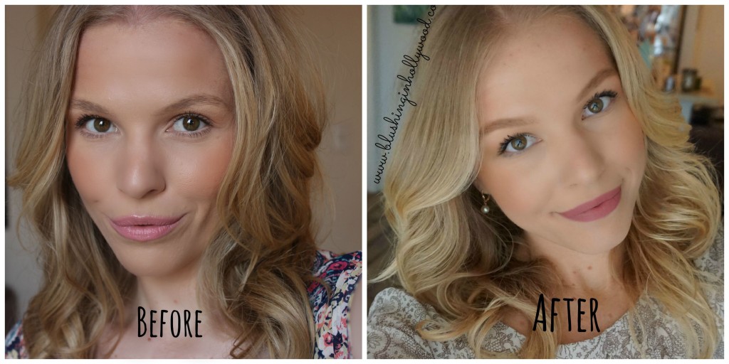 Me before and after highlighting my hair using Jessie James Decker's blonde ombre highlight tutorial