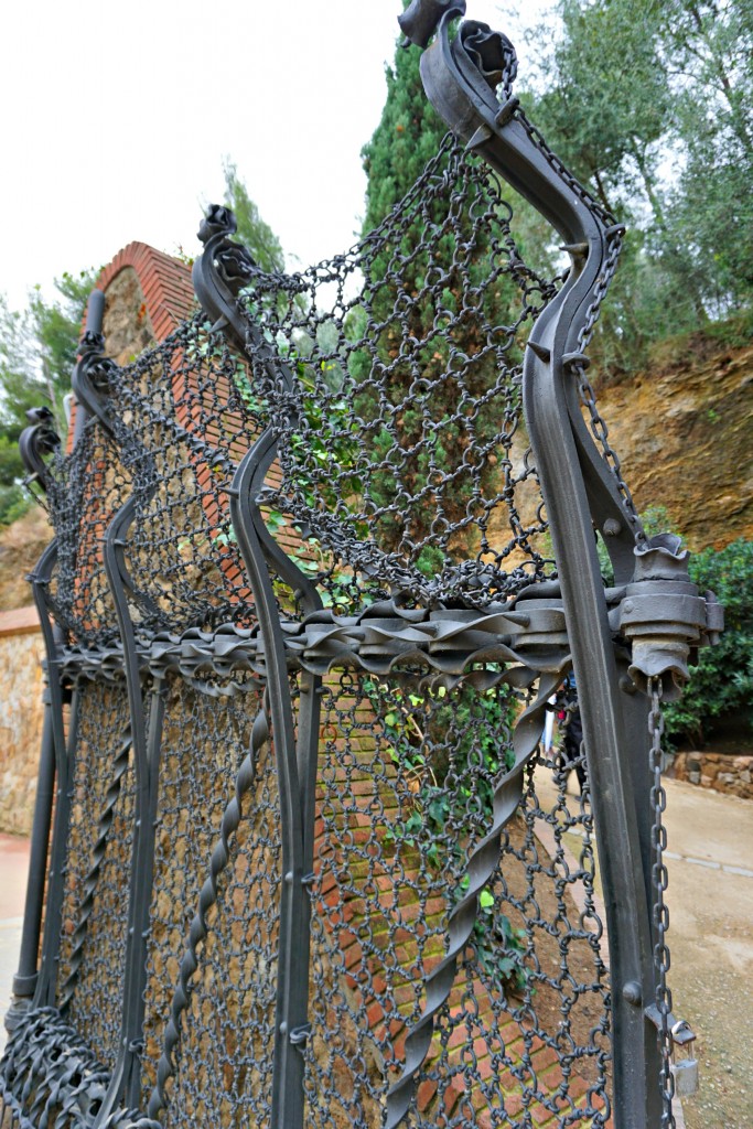 The gate at Park Guell in Barcelona Spain