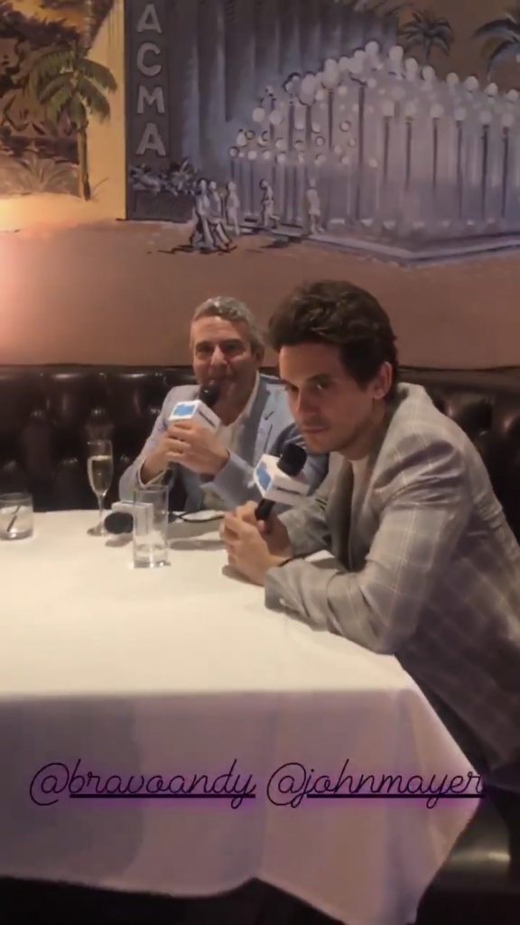 John Mayer contemplating how exactly he ended up at Andy Cohen's baby shower at The Palm