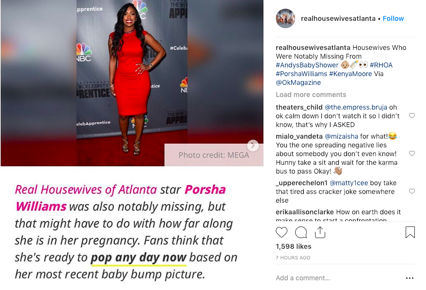 Porsha Williams is too pregnant to go to Andy Cohen's baby shower