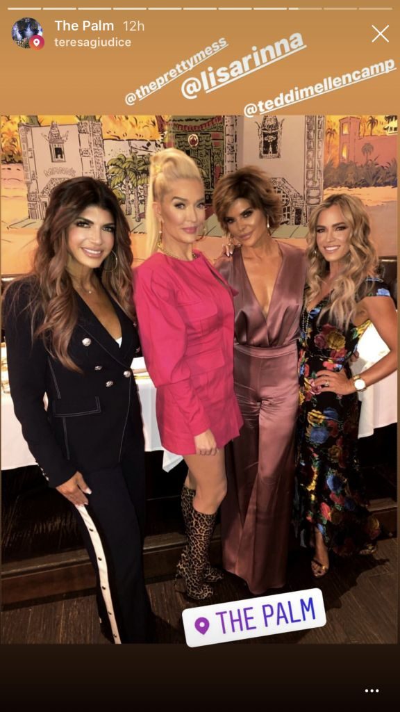 Teresa Giudice, Erika Jayne, Lisa Rinna, and Teddi Mellencamp Arroyo at The Palm for Andy Cohen's Baby Shower