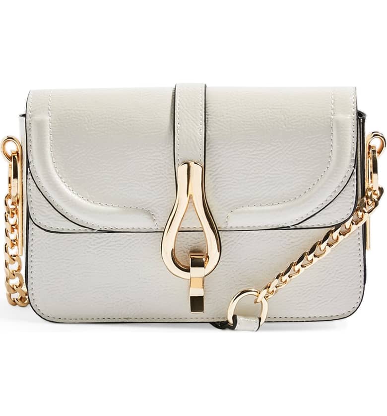 Topshop Capricorn Faux Leather Crossbody Handbag in Cream