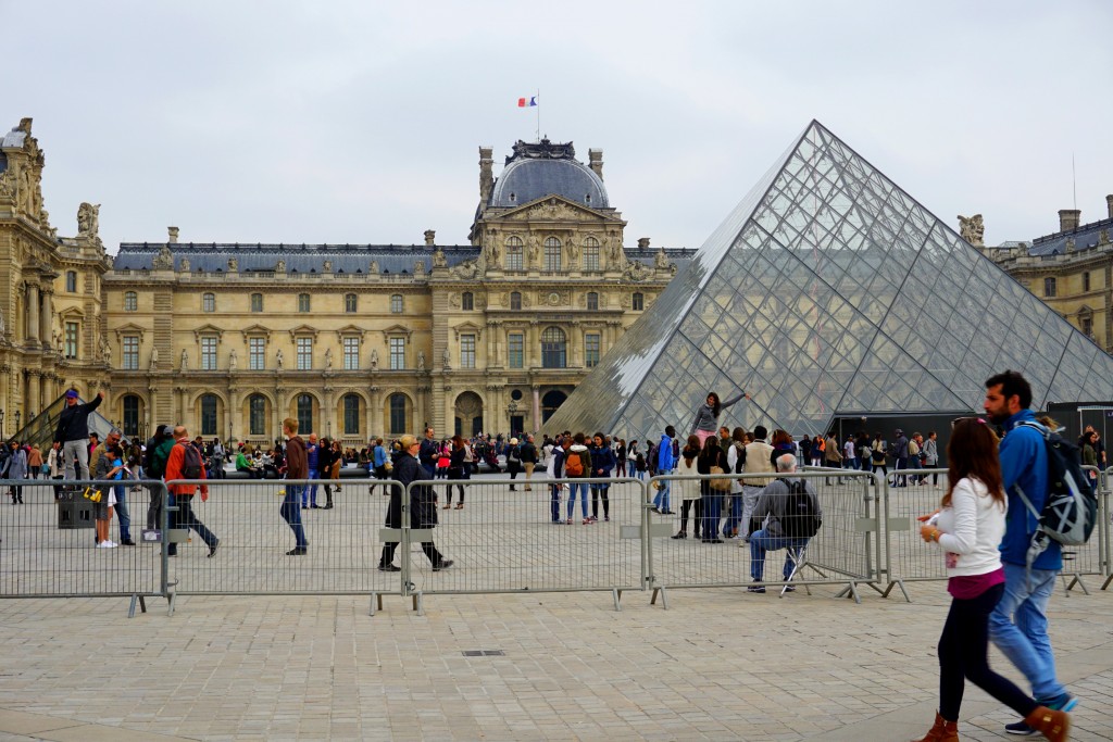 The glass pyramids are the entrance to the Louvre