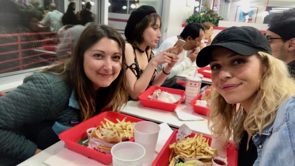 Melissa and I Eating In n Out in Hollywood