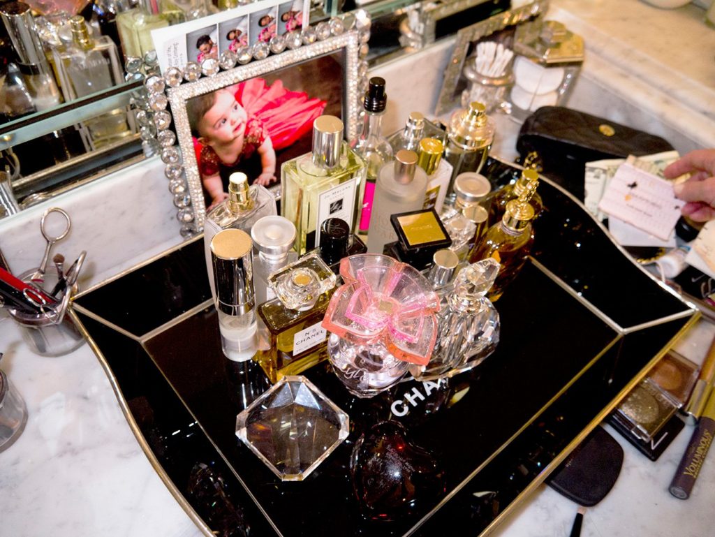 Kyle Richards perfume tray in Parade