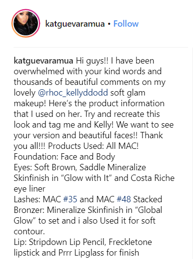 Kelly Dodd's Reunion Makeup details by @katguevaramua