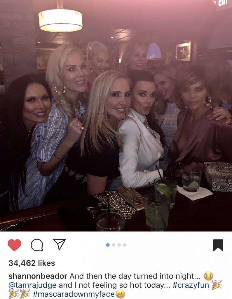 Leeanne Locken, Kameron Westcott, Erika Jayne, Shannon Beador, Rebecca Romijn, Kyle Richards, Ramona Singer, and Lisa Rinna at Craigs