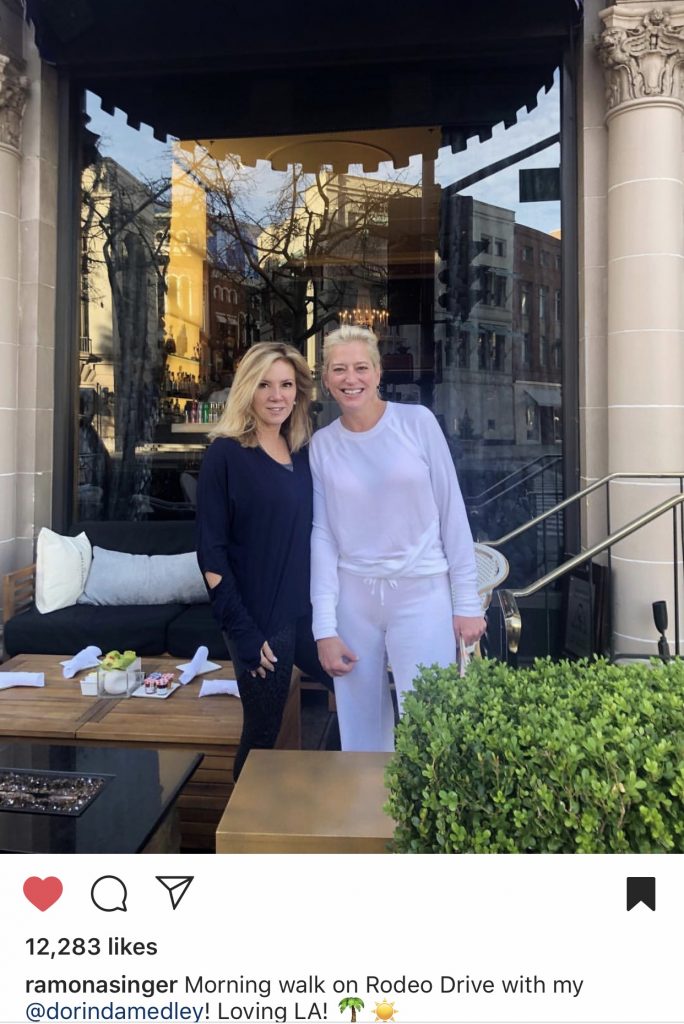 Ramona Singer and Dorinda Medley taking their morning walk on Rodeo Drive