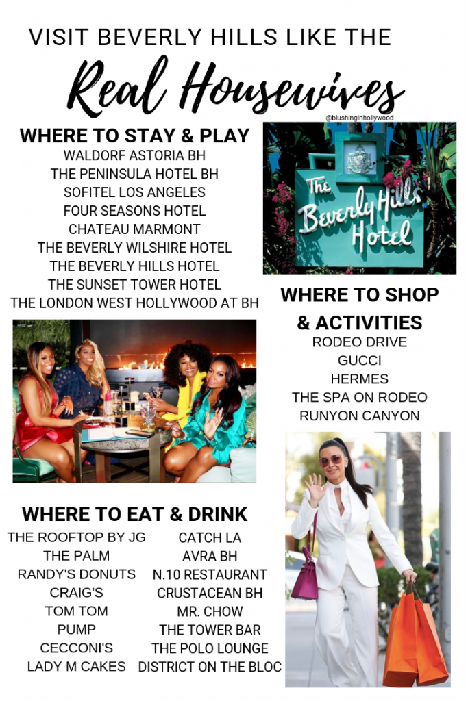 Summary of everywhere the Real Housewives stayed, restaurants they ate at, places they shopped, and activities they did in Beverly Hills when visiting for Andy Cohen's Baby Shower