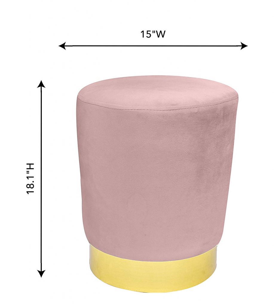 Blush Pink Velvet Ottoman seat for vanity