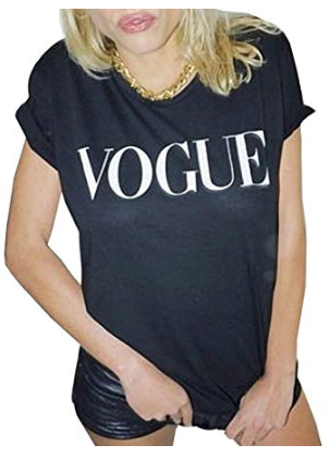 Black Short Sleeve VOGUE Graphic T Shirt