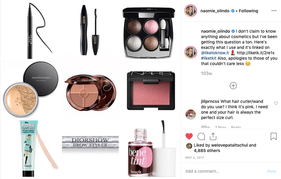 Naomie Olindo from Southern Charm's Makeup Favorites from Instagram 5:2:17