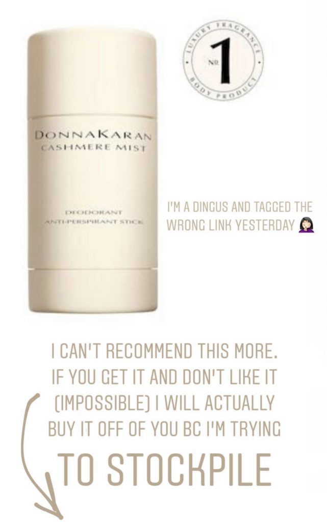 Naomie Olindo loves the Donna Karan Cashmere Mist Deodorant and says she can't recommend it more