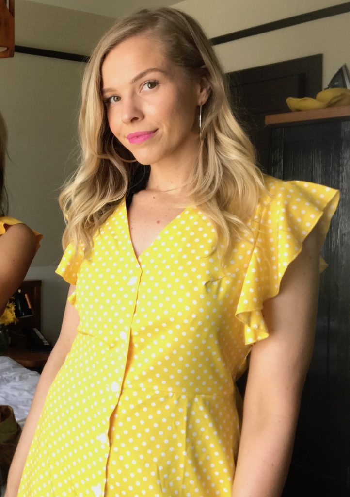 Yellow Polka Dot short sleeve dress from Amazon Fashion