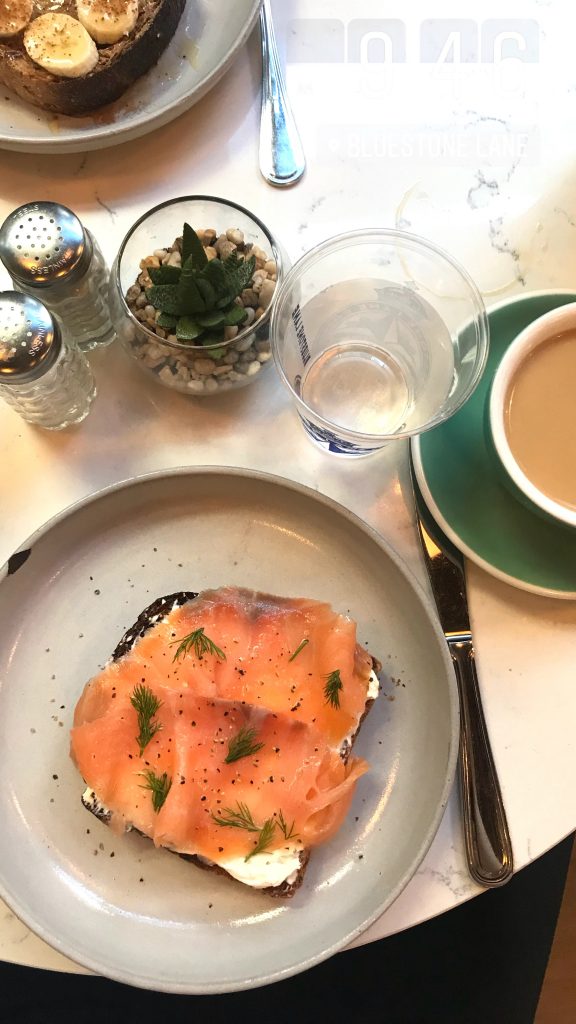 Bluestone Lane in San Francisco salmon toast for brunch