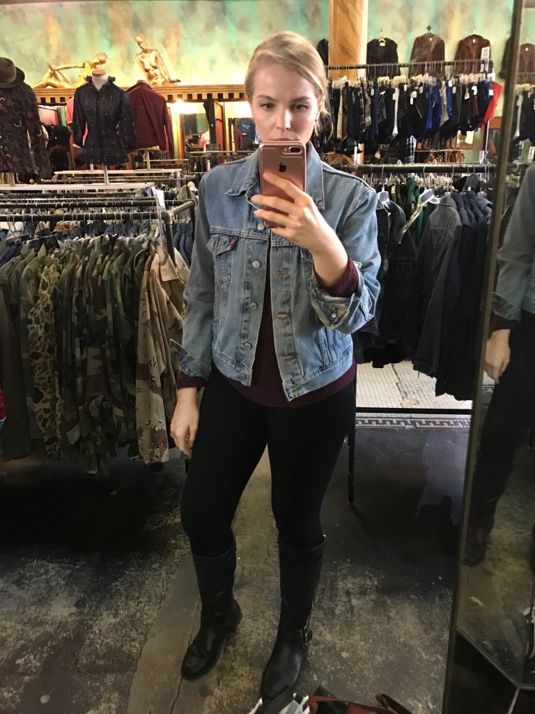 Found the jean jacket of my dreams at a Buffalo Exchange in the Haight:Ashbury area of San Francisco