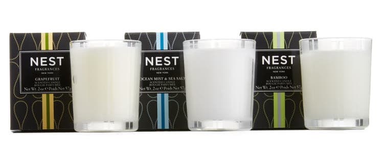 NEST Fragrances Grapefruit, Ocean Mist & Sea Salt and Bamboo Votive Candle Trio