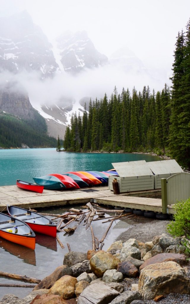 Canoes at Moraine Lake in Banff