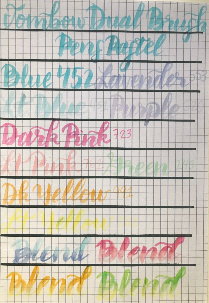 Tombow Dual Brush Pens Pastel Palette calligraphy example